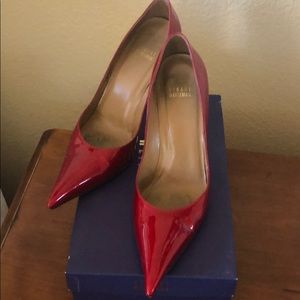 Vibrant Red Patent Leather Stuart Weitzman Pumps